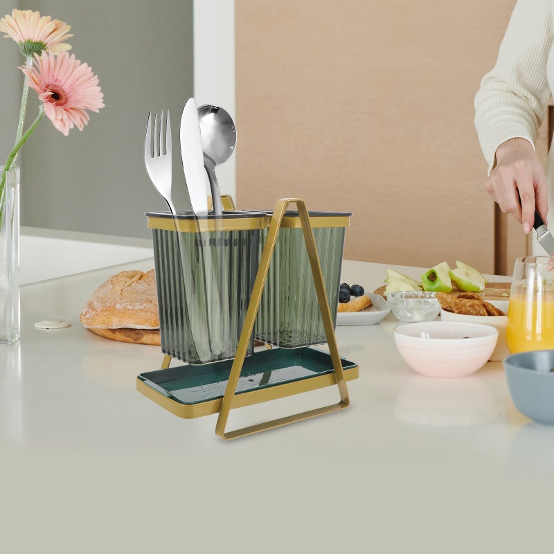 Kitchen Tool Organizer, Countertop Utensil Holder with Removable Tray, Space-saving Design - Image 3