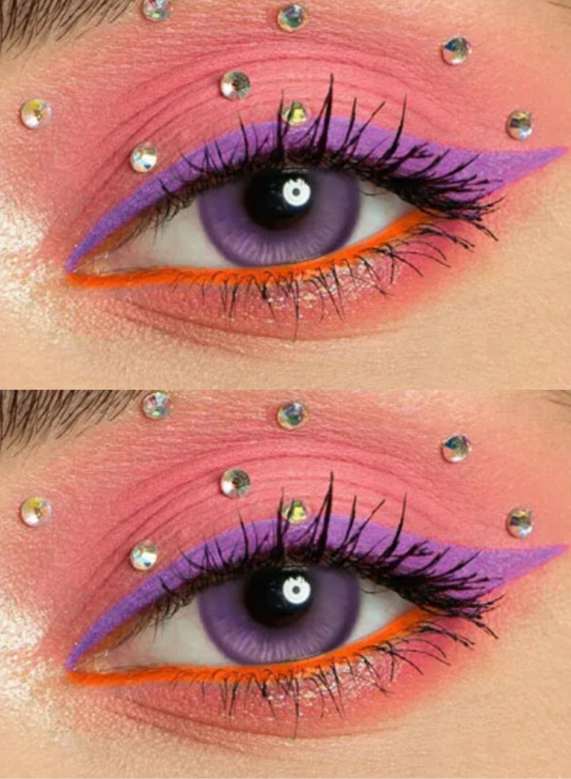 Magic Pop Purple Demon Slayer Ghostblade Butler Yearly Colored Contact Lenses, Unisex Cosmetic Cosplay Contact Lenses, Enlargement Collection, Light Purple, With Case