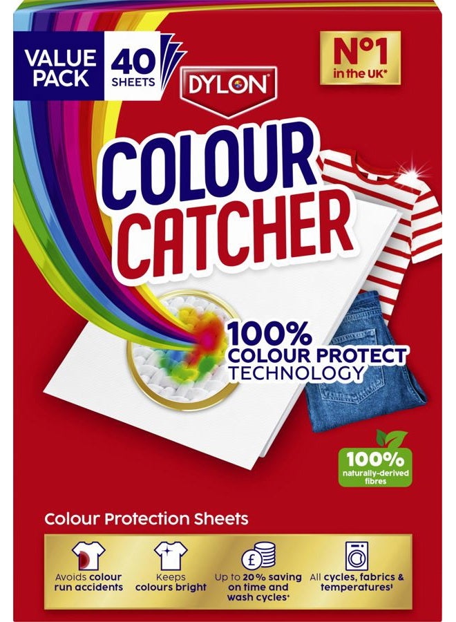 Colour Catcher Colour Protection Sheets (1 pack x 40 sheets), Colour Catcher Sheets for Mixed Colour Washes to Avoid Colour Run Accidents, Made of 100% Naturally-Derived and Biodegradable Fibres - Image 1
