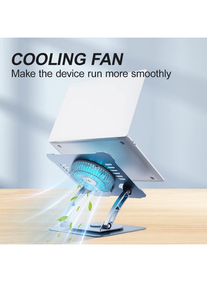 Laptop Stand with Cooling Fan and 360°Rotating Base,Ergonomic Aluminum Alloy Laptop Riser,Dual Rotary Shaft Fully Foldable for Easy Storage,Compatible with Laptops and Tablets - Image 5
