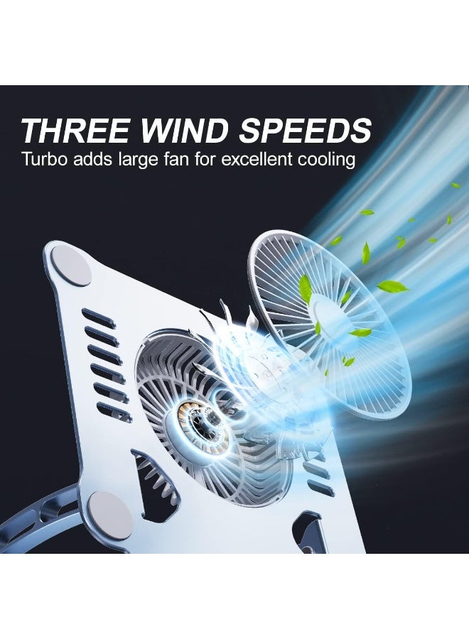 Laptop Stand with Cooling Fan and 360°Rotating Base,Ergonomic Aluminum Alloy Laptop Riser,Dual Rotary Shaft Fully Foldable for Easy Storage,Compatible with Laptops and Tablets - Image 4