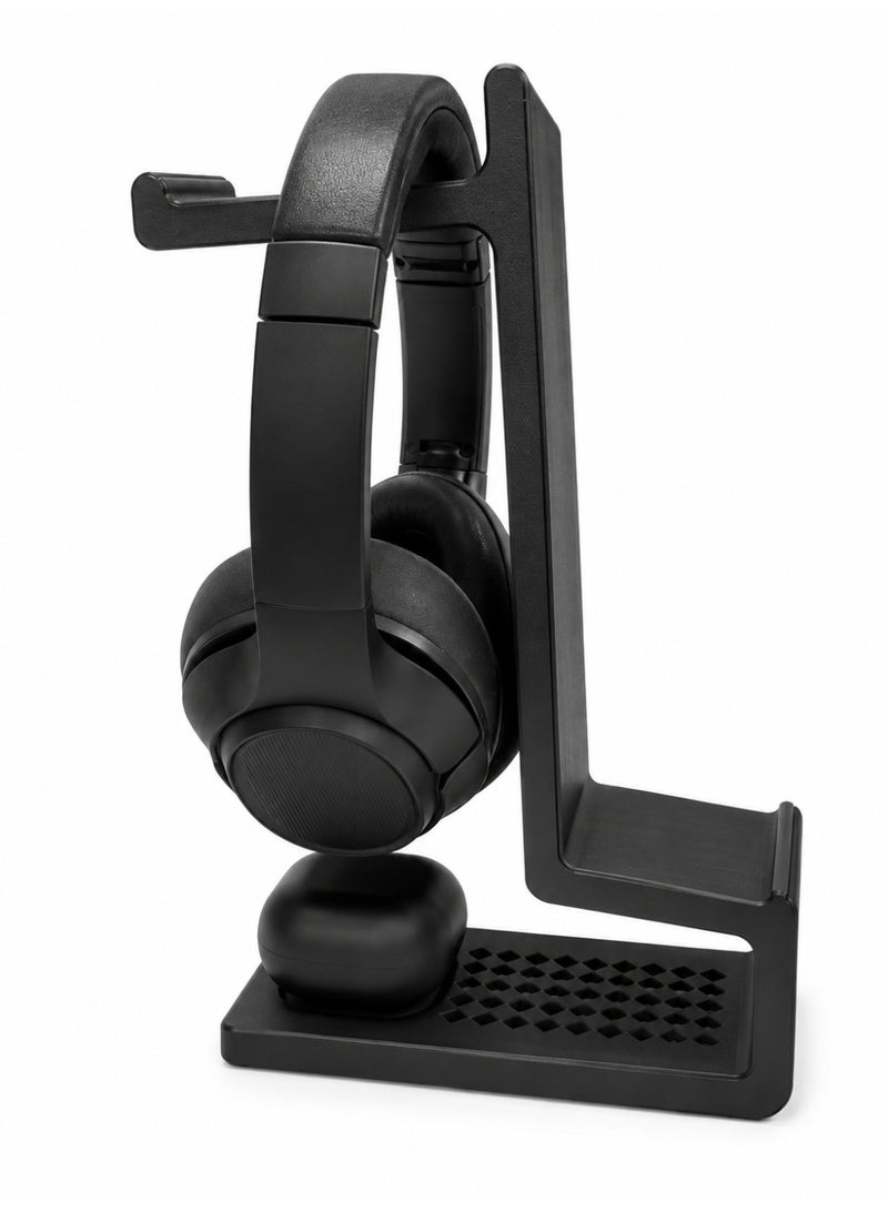 Black Multifunctional Headphone Stand with Accessory Holder and Storage Base - Image 2