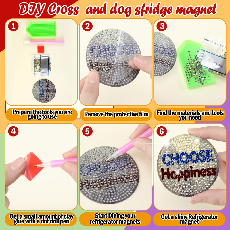 Motipuns 30 Pcs Magnetic Diamond Art Magnet Bulk Diamond Painting Kits Adult DIY Art Fridge Refrigerator Magnet for Beginners Gifts(Motivational,Light Wood) - Image 5