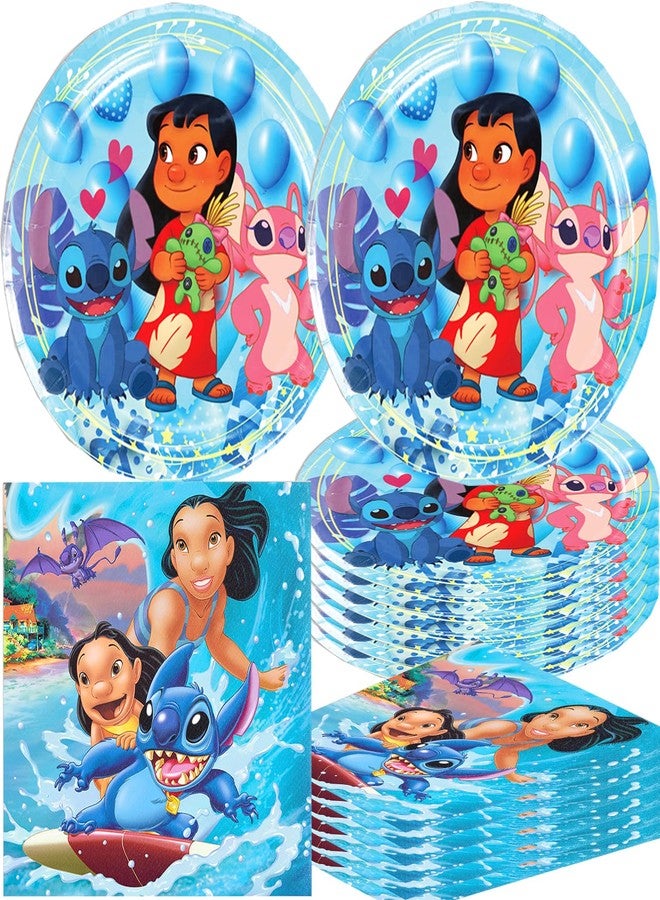 OMTO 40Pack Stitch Party Supplies include 20 plates, 20 napkinsfor Stitch birthday party decoration - Image 1
