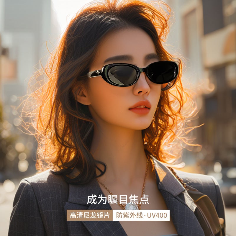 BANDEON.S Oval Sunglasses UV Protection Black Frame/Grey - Image 2