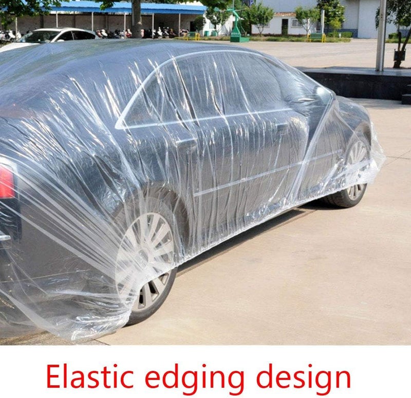 ESUPPORT Clear Plastic Disposable Car Cover - Image 3