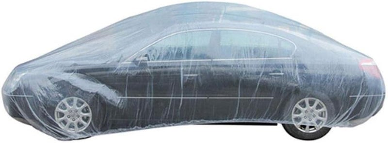 ESUPPORT Clear Plastic Disposable Car Cover - Image 1