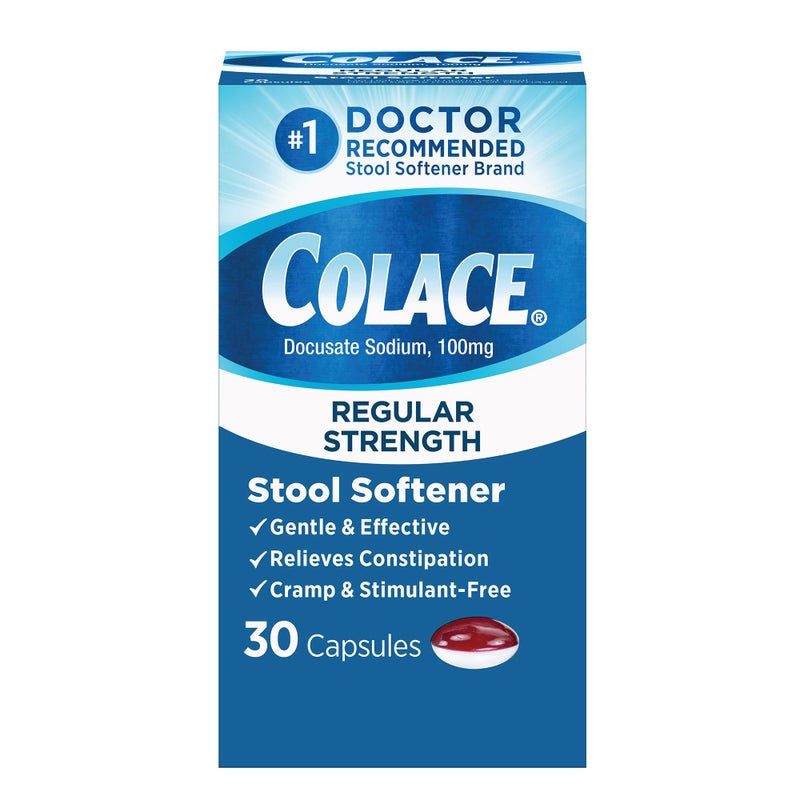 Colace Stool Softener 100 mg 30 Capsules Constipation Relief Docusate Sodium Gentle Docusate StimulantFree Regular Strength 1 Doctor Recommended Stool Softener Brand