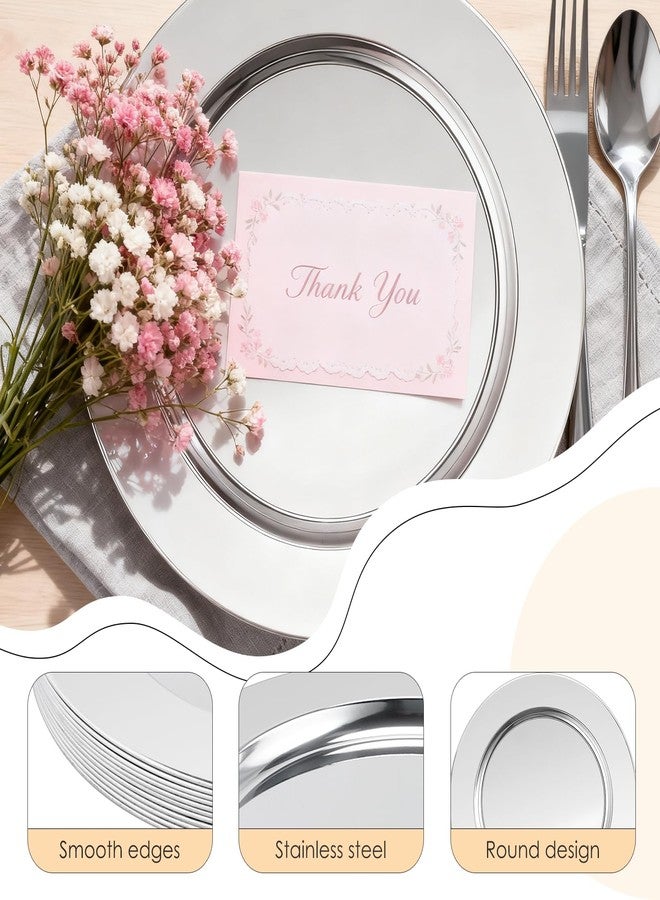 Dyrfolm 12 Pcs Silver Charger Plates, 13 Inch Stainless Steel Charger Plates, Metal Round Dinner Chargers for Dinner Plate, Wedding, Party, Event Decoration - Image 4