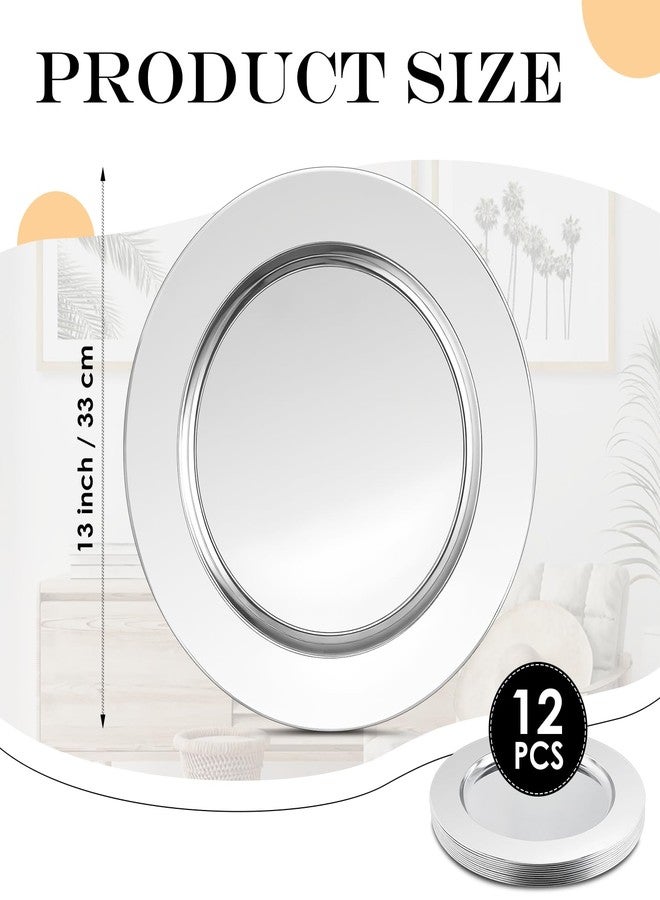 Dyrfolm 12 Pcs Silver Charger Plates, 13 Inch Stainless Steel Charger Plates, Metal Round Dinner Chargers for Dinner Plate, Wedding, Party, Event Decoration - Image 2