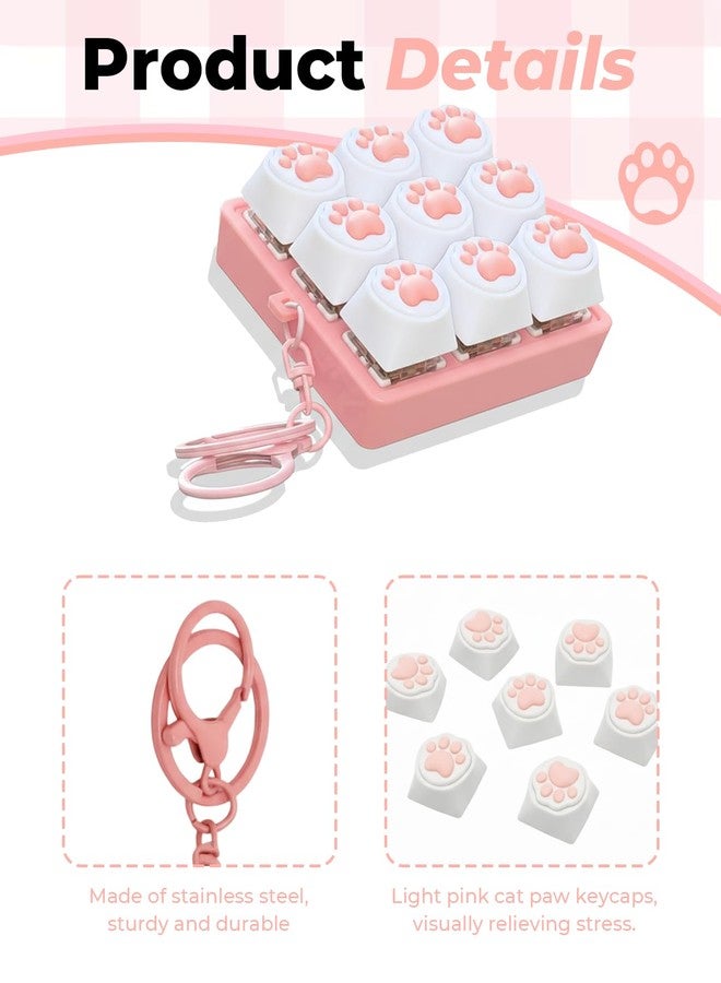Gaahkai 2PCS Keyboard Fidget Toy, 9 Key Mini Sound Cat Paw Creamy Clicker Keychain for Adults Asmr Triggers Stress Relief - Image 3