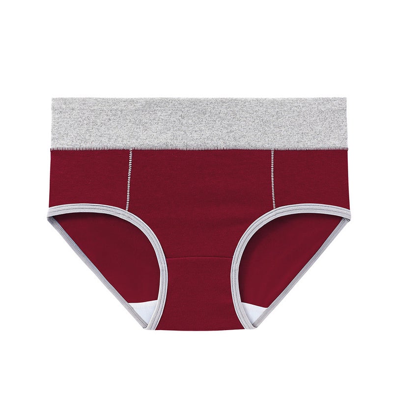 Strict Selection Of Fattening Plus Size Color Matching Black Cotton Mid-Waist Briefs Hip Panties Ladies Waist - Image 1