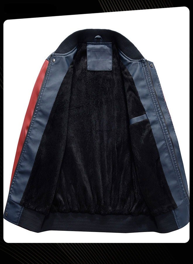 Men Autumn and Winter Outdoor Windproof and Warm Contrast Sleeve Bomber Jacket Multicolour - Image 3