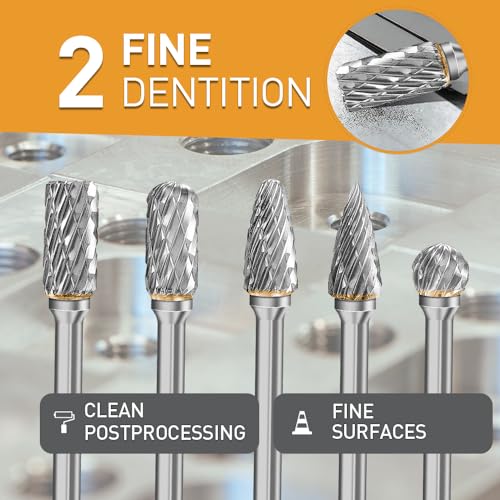 FOTYBEI Carbide Burr Set Compatible with Dremel Rotary Tool 10Pcs Die Grinder Bits Rotary File Rasp with 1/8” Shank and 1/4” Grinding Head Accessories for DIY, Woodworking, Metal Carving, Drilling, Polishing - Image 4