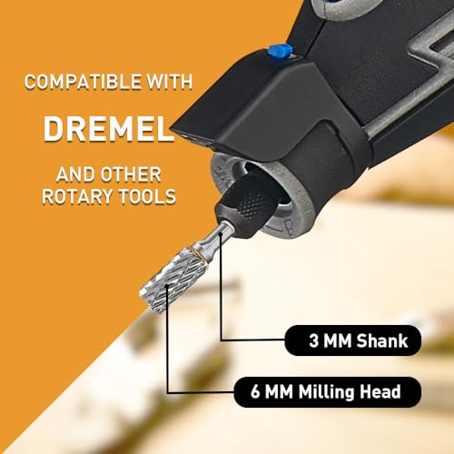 FOTYBEI Carbide Burr Set Compatible with Dremel Rotary Tool 10Pcs Die Grinder Bits Rotary File Rasp with 1/8” Shank and 1/4” Grinding Head Accessories for DIY, Woodworking, Metal Carving, Drilling, Polishing - Image 5