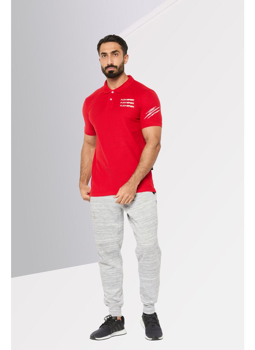 Plein Sport - Men Sportswear Fit Short Sleeves Outdoor Polo Shirt, Red - Image 1