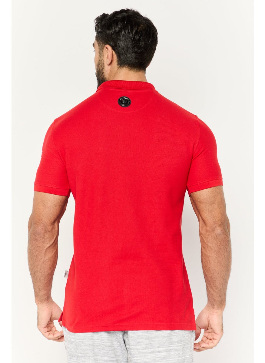Plein Sport - Men Sportswear Fit Short Sleeves Outdoor Polo Shirt, Red - Image 1