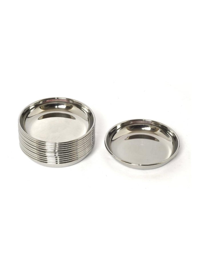 Ayda طبق حلويات جانبي تقديم من الفولاذ المقاوم للصدأ المصقول 12 قطعة 10.5 سم - Image 1