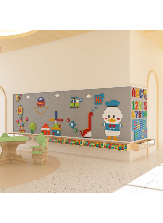 Kindergarten Compatible With Lego Building Blocks Wall Large Particle Building Blocks Baseboard Puzzle Splicing Small Parts Kindergarten Building Blocks Wall - Image 2