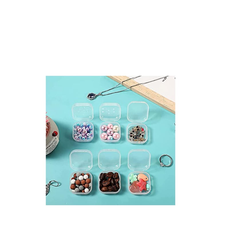 SOLARAE Containers Box, 6 Pack Small Clear Plastic Storage Containers with Hinged Lids for Organizing, Mini Beads Storage Containers Box for Jewelry, Hardware, Crafts, Pills, Tiny Beads (1.37 x 1.37 x 0.7 in) - Image 4