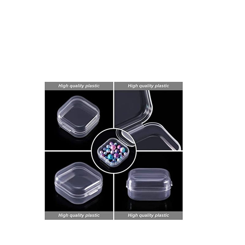 SOLARAE Containers Box, 6 Pack Small Clear Plastic Storage Containers with Hinged Lids for Organizing, Mini Beads Storage Containers Box for Jewelry, Hardware, Crafts, Pills, Tiny Beads (1.37 x 1.37 x 0.7 in) - Image 2
