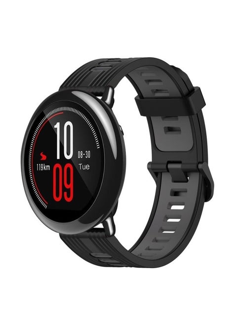 Replacement Strap For Amazfit Pace 22mm Vertical Pattern Two-Color Silicone Watch Band Black+Grey