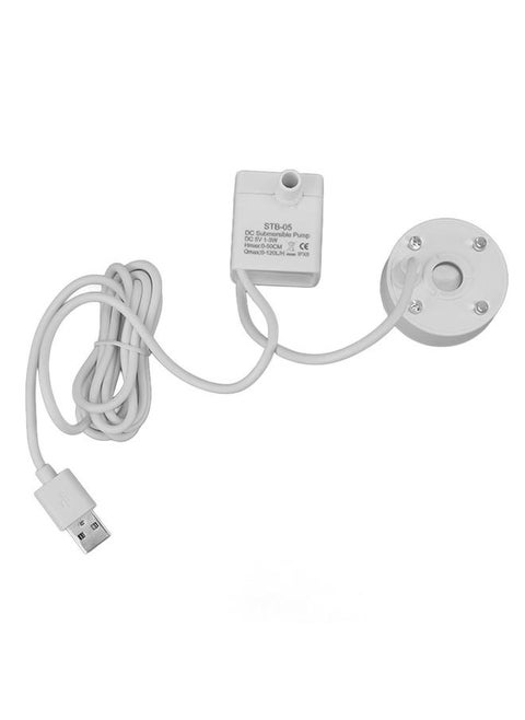 صانع الضباب USB مع مضخة نافورة بإضاءة LED ملونة مُرطّب ضباب 5V لجهاز تنقية المياه للحديقة والمكتب - أبيض