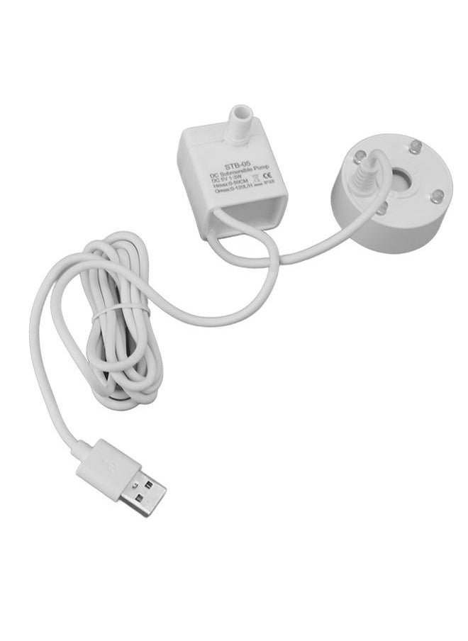 صانع الضباب USB مع مضخة نافورة بإضاءة LED ملونة مُرطّب ضباب 5V لجهاز تنقية المياه للحديقة والمكتب - أبيض