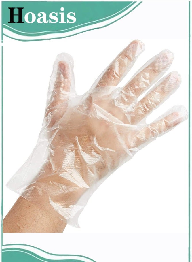 Hoasis 500 Pack Disposable Gloves, Clear Polythene, Latex and Powder Free, Cleaning Gloves for Kitchen, Ideal as Catering, DIY and Hair Dye Gloves - Image 1