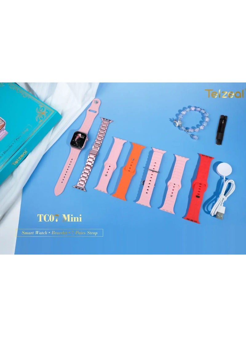 Telzeal - "TELZEAL TC07 Mini Luxury Smartwatch Combo – Full Touch Display with Customizable Screen, Beautiful Violet Beaded Bracelet, and 7 Stylish Strap Options – Perfect for Fashion-Forward Users" - Image 1