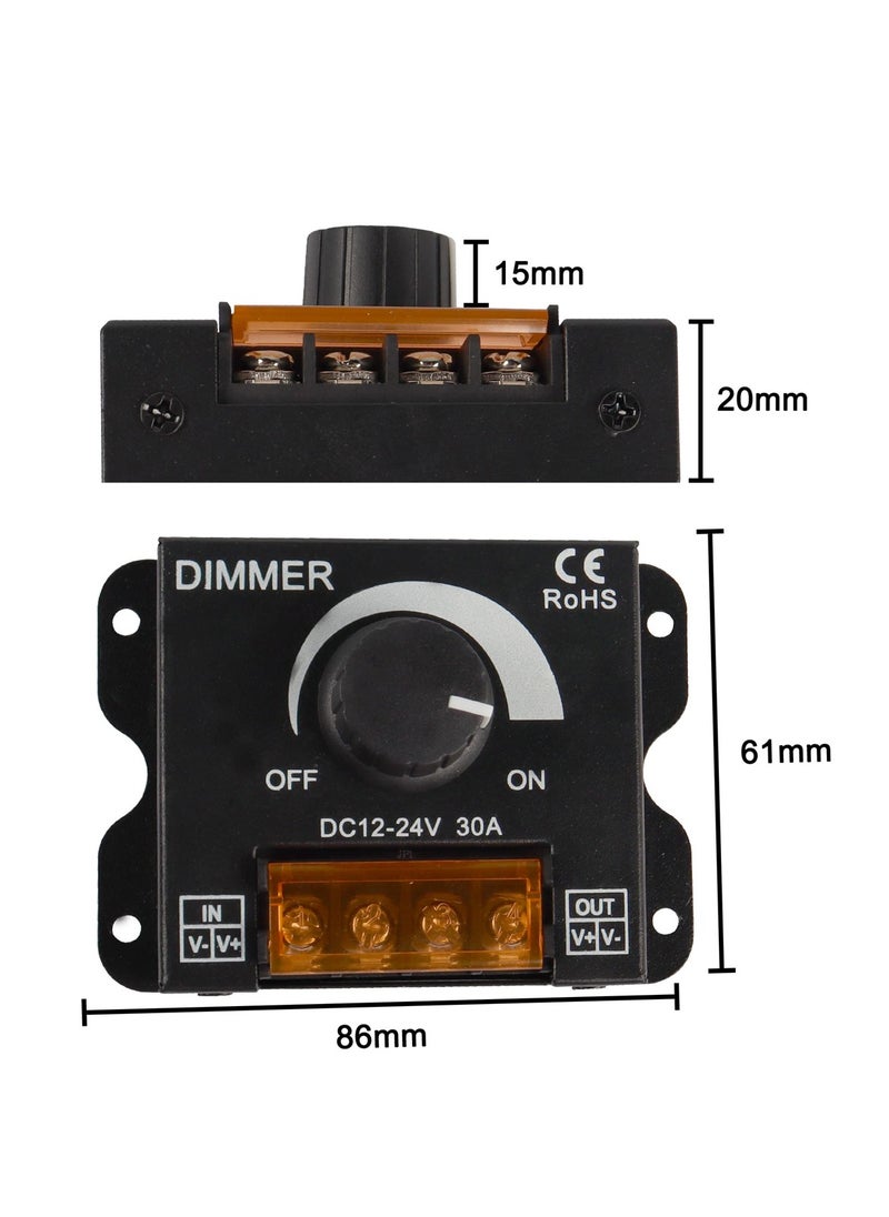 سيوسي مخفت ضوء شريط LED من 12V DC إلى 24V بتيار 30A، جهاز التحكم في الإضاءة PWM مع مفتاح تشغيل إيقاف دوار، وعلبة ألومنيوم لشرائط LED 5050 و3528، يتيح تعديل السطوع بدقة.  - Image 2