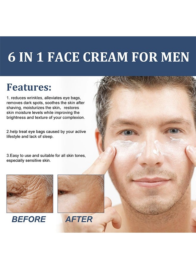 East Moon - Men's Face Cream, 6 in 1 Men's Face Moisturizer, Men's Eye Bag Treatment & Face Lotion, Mens Anti-Aging Anti-Wrinkle & Firming Cream, Remove Dark Spots, Fine Lines, Crow's Feet - 50ML - Image 1