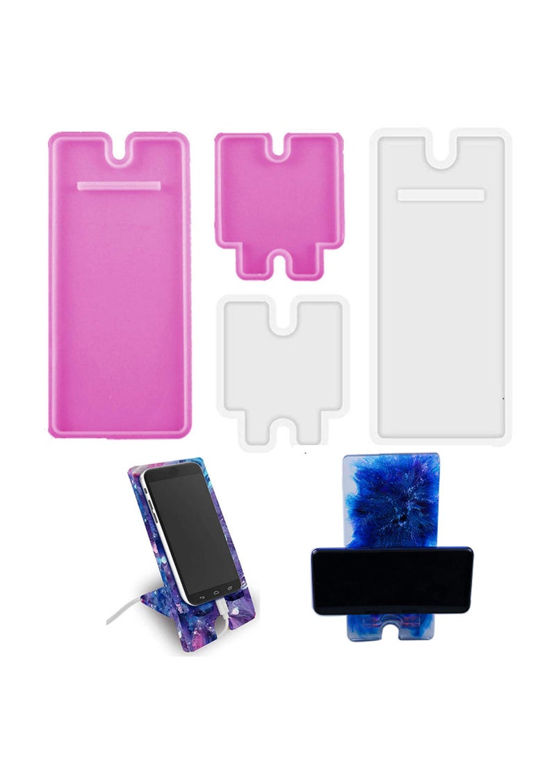 RF REENFAYA 2in1 Cell Phone Stand  Silicone  Resin Molds in White  Pink for DIY Craft 