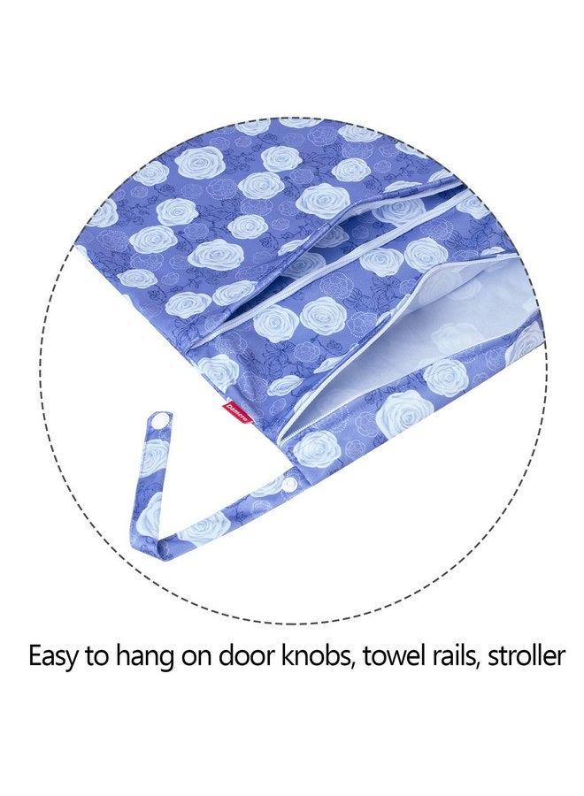 داميرو حقيبة دامرو 3 قطع للتنظيف الجاف والحفاضات القماشية وملابس السباحة والملابس، مثالية للسفر والتمارين الرياضية ودور الحضانة، واسعة ومقاومة للماء (زهور أرجوانية) - Image 3