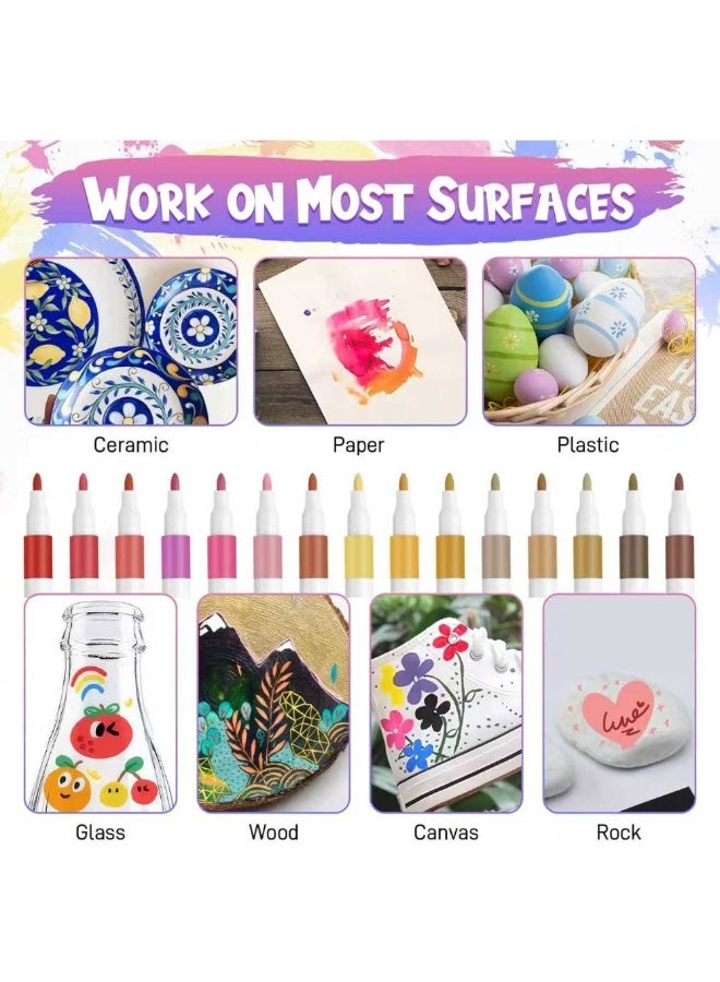كيكين المياه القائمة على DIY الرأس الناعم علامة الاكريليك 24pcs- مناسبة للرسم الاكريليك، قماش، البلاستيك، الخشب - الإمدادات الفنية المهنية، علامة الجرافيتي، الرسم الخطي (حبر الاكريليك) - Image 3