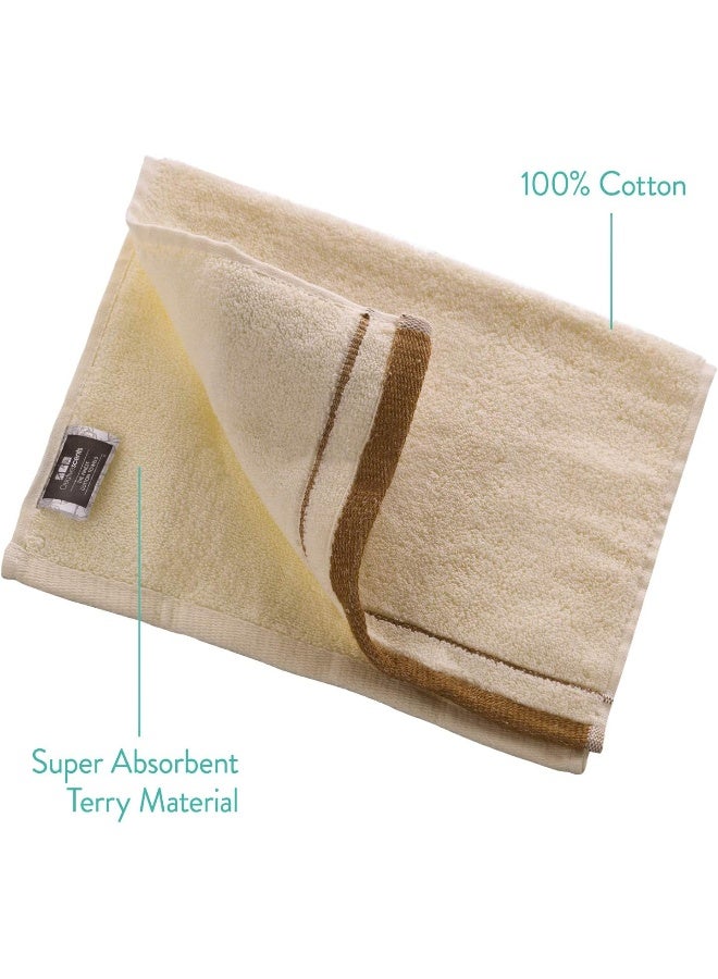 Creative Scents Cotton Fingertip Towels Set  4 Pack  11 x 18 Inches Decorative ExtraAbsorbent and Soft Terry Towel for Bathroom  Powder Room Guest and Housewarming Gift Cream and Brown - Image 4
