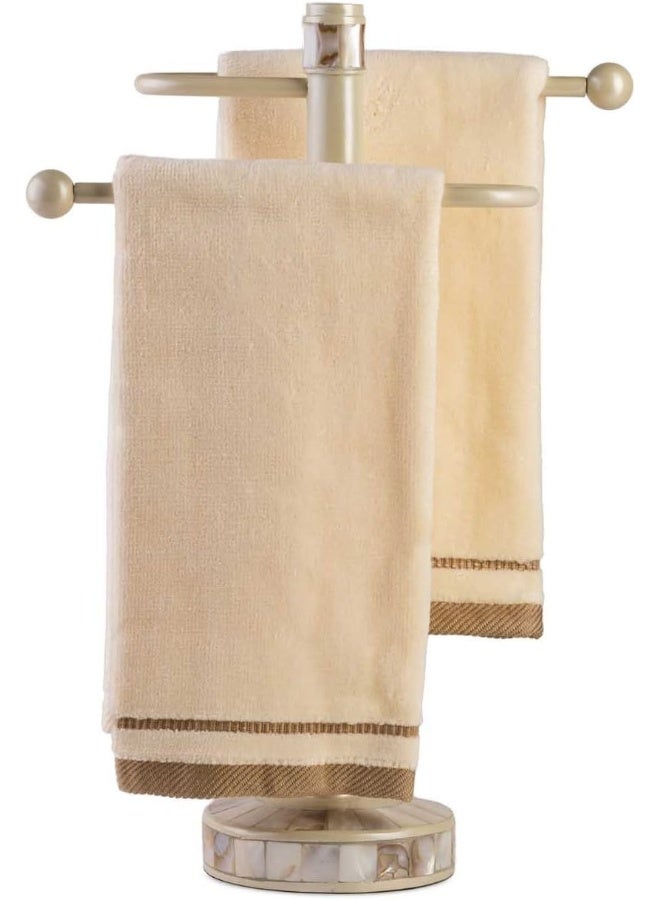 Creative Scents Cotton Fingertip Towels Set  4 Pack  11 x 18 Inches Decorative ExtraAbsorbent and Soft Terry Towel for Bathroom  Powder Room Guest and Housewarming Gift Cream and Brown - Image 3