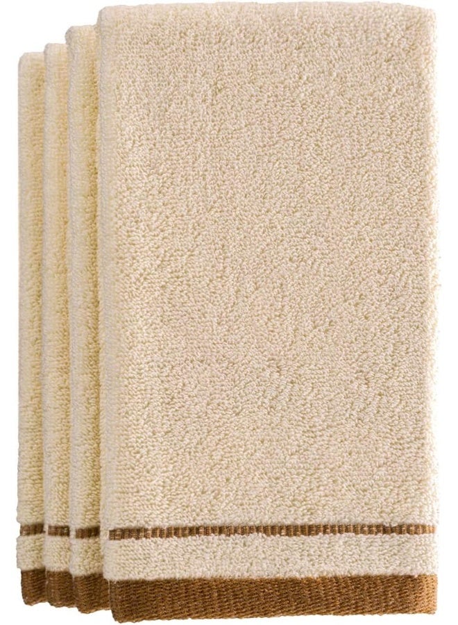 Creative Scents Cotton Fingertip Towels Set  4 Pack  11 x 18 Inches Decorative ExtraAbsorbent and Soft Terry Towel for Bathroom  Powder Room Guest and Housewarming Gift Cream and Brown - Image 2