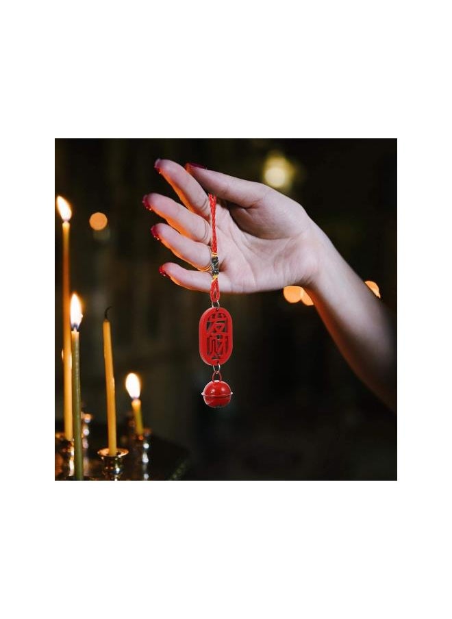 klarako - 5pcs Chinese Lucky Pendant Feng Shui Bell Ornament with Wood Chinese Character Good Luck Car Hanging Decor for Wealth Safe and Success - Image 1