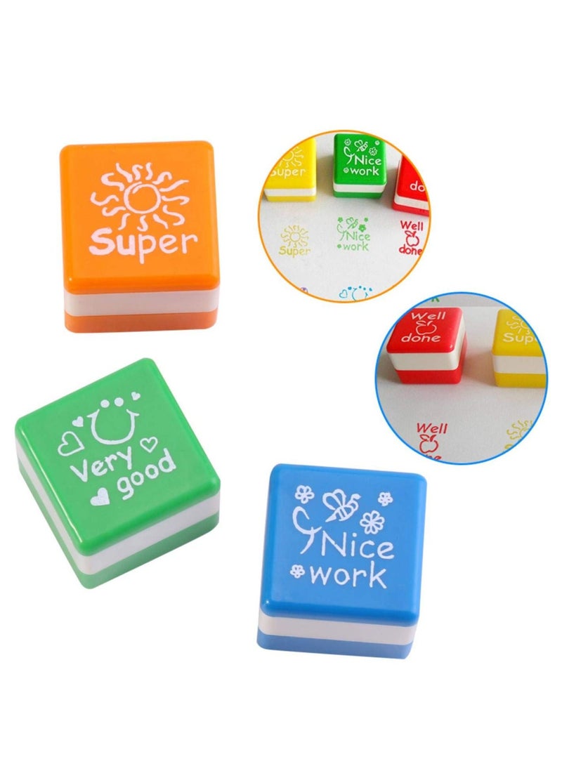 KASTWAVE Self-Inking Stamps, DIY Cartoon Reward Stamps Praise Stickers Teacher Motivational Comments Stamp Set (6 Pieces) - Image 2