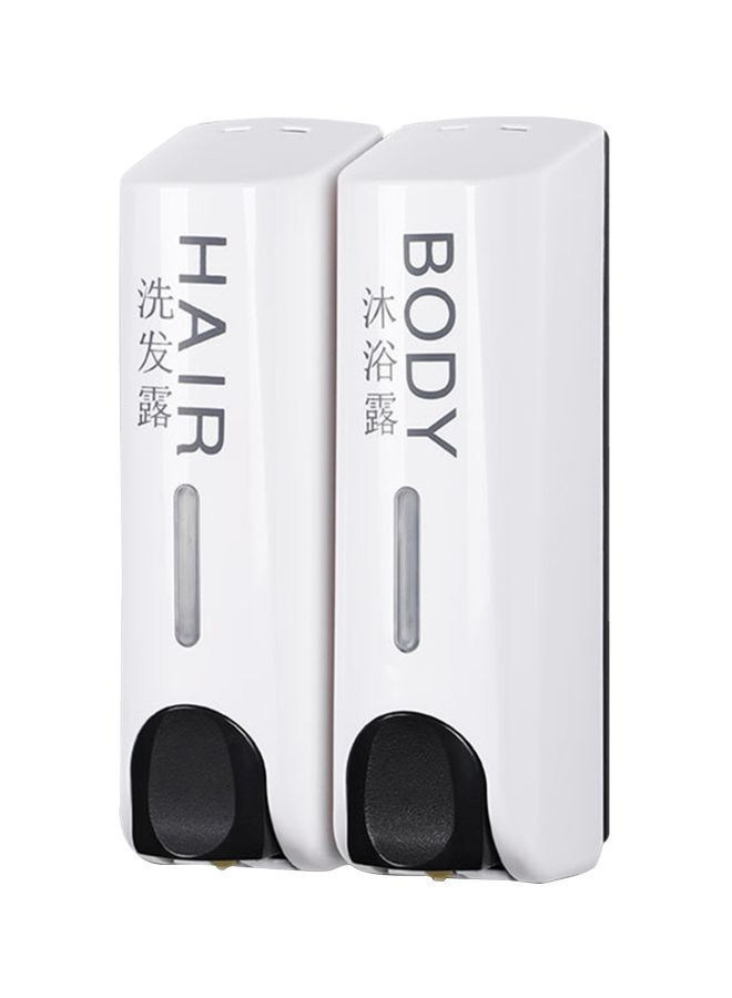 NIBEMINENT 2-In-1 Wall Mounted Manual Soap And Shampoo Dispenser White/Black 23x7.2x13centimeter - Image 1