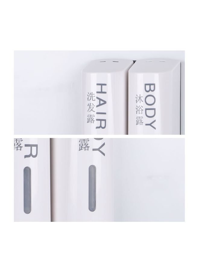 NIBEMINENT 2-In-1 Wall Mounted Manual Soap And Shampoo Dispenser White/Black 23x7.2x13centimeter - Image 3