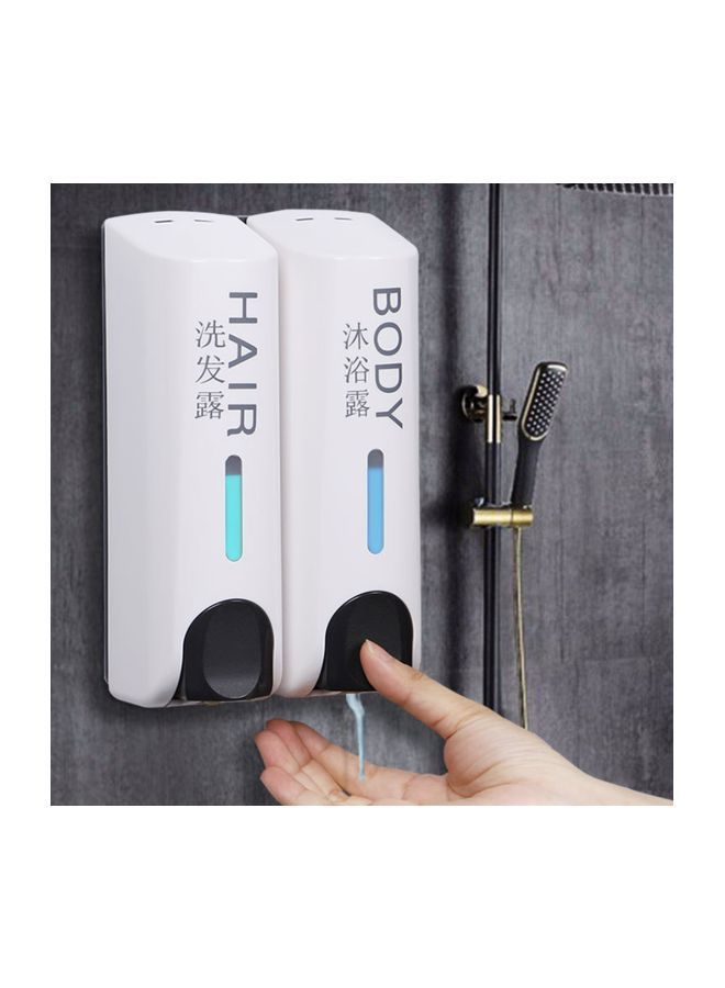 NIBEMINENT 2-In-1 Wall Mounted Manual Soap And Shampoo Dispenser White/Black 23x7.2x13centimeter - Image 4