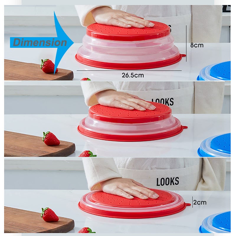 Vishui Upgraded Collapsible Microwave Lid, Vented Microwave Splatter Cover, 10.5 inches Plate Cover with Hook Hole, Vegetable Fruit Colander Multi-function Kitchen Gadget, BPA Free, Dishwasher Safe - Image 4
