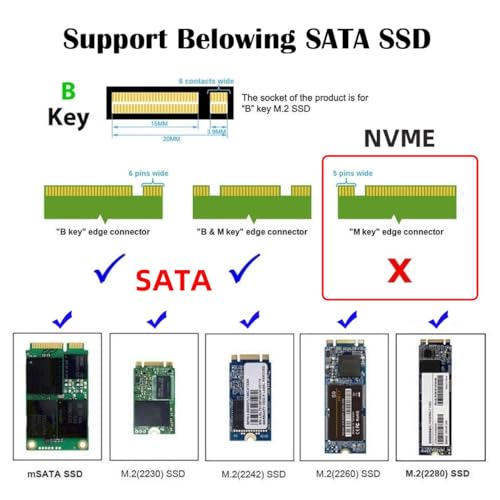 JSER B+M Key Socket 2 M.2 NGFF (SATA) SSD to 2.5 SATA Adapter Card Adapter with Black Metal Case - Image 2