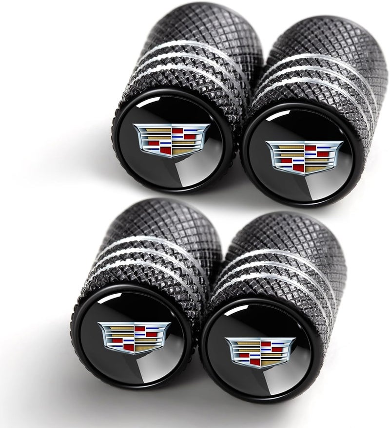 TACOMA Tire Valve Stem Cap Cover for Cadillac Vehicles - 4 Pack Black - Image 1