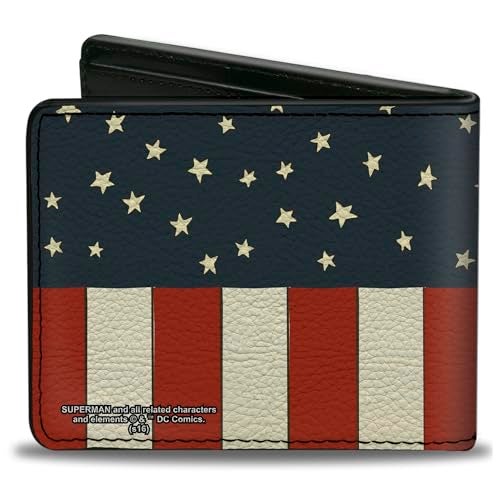 Buckle Down Buckle-Down mens Buckle-down Pu Bifold - Superman Shield Americana Red/White/Blue/Yellow Wallet, Multicolor, One Size US - Image 2