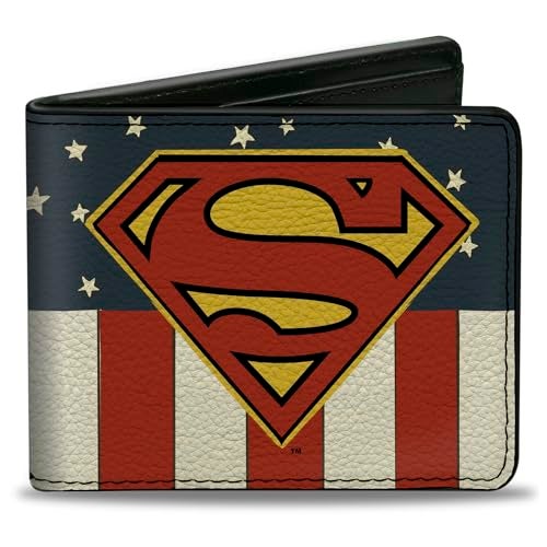 Buckle Down Buckle-Down mens Buckle-down Pu Bifold - Superman Shield Americana Red/White/Blue/Yellow Wallet, Multicolor, One Size US - Image 1