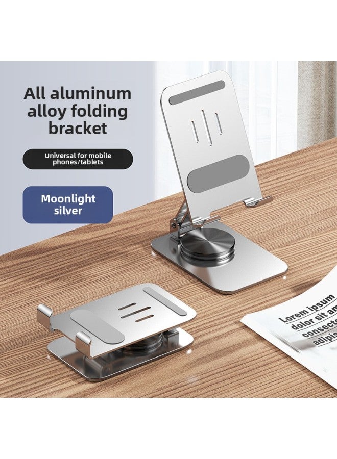 Beauenty Mobile Phone Tablet Stand Desktop Pad Support Metal Foldable Lazy Learning Game Source-Color:K18-360°Rotating Aluminum Alloy Bracket-aurora Silver - Image 1