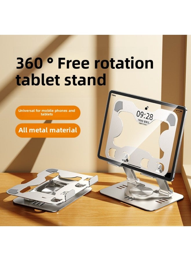 Beauenty Mobile Phone Tablet Stand Desktop Pad Support Metal Foldable Lazy Learning Game Source-Color:K18-360°Rotating Aluminum Alloy Bracket-aurora Silver - Image 3